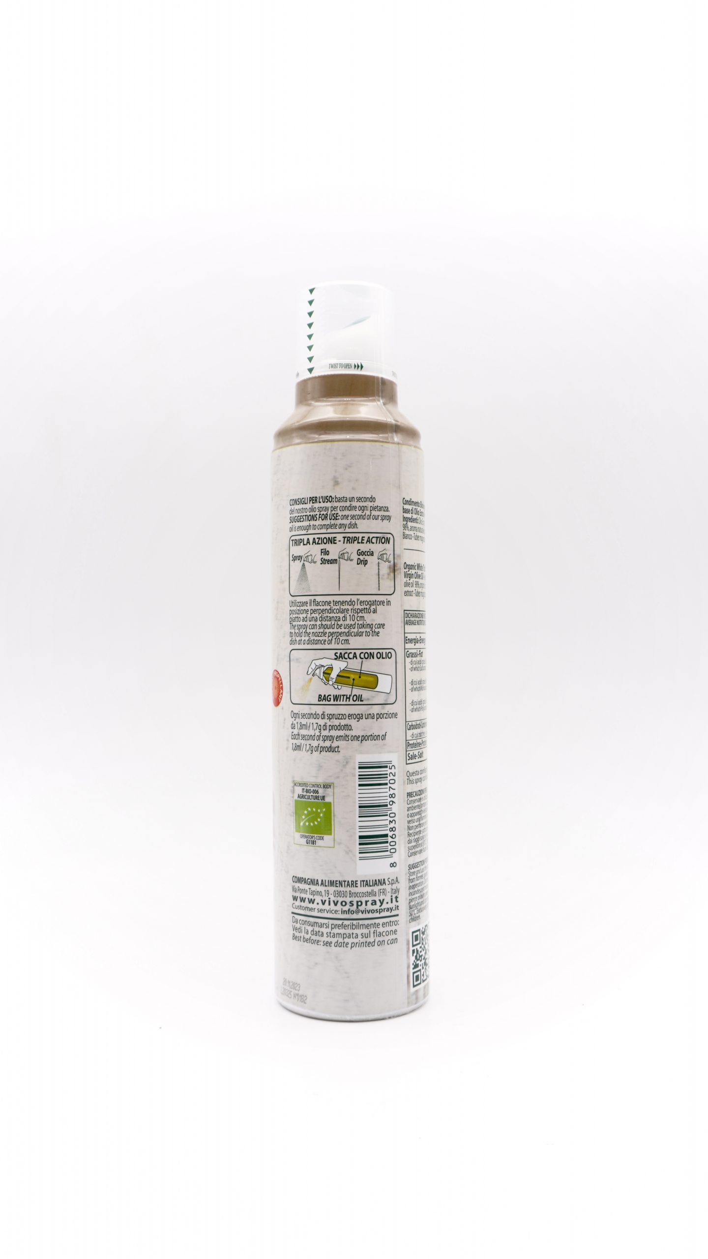 Vivo Spray 100 有機初榨冷壓橄欖油噴霧200ml 白松露味 香港低醣生酮飲食 生酮市集